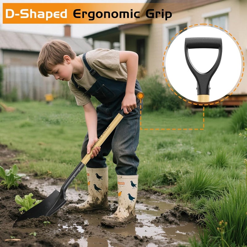 Highlight Shovel for Digging,Round Shovel, Garden Tool with D-Handle, 41 Inches in Overall Length, Wooden Handel Garden Shovel for Beach, Car, Snow - Image 4